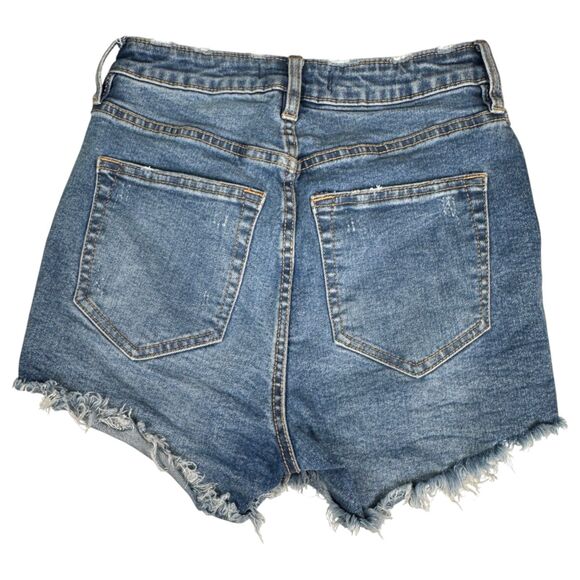 Free People We the Free CRVY Vintage Denim Button Fly Shorts Distressed 26 - Picture 2 of 4